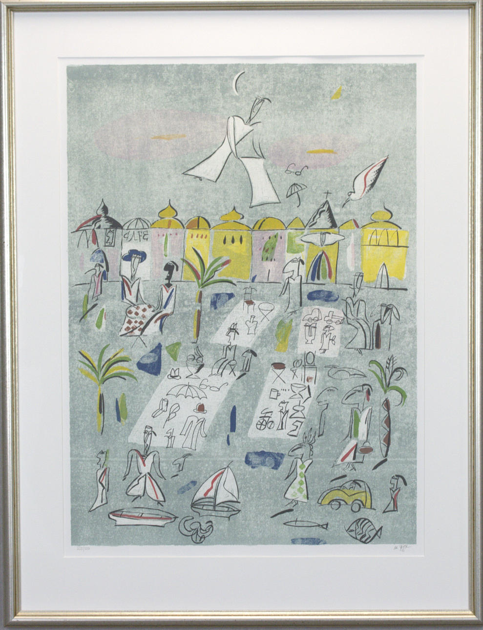 MADELEINE PYK. Lithograph, 235/250, beach life, signed.