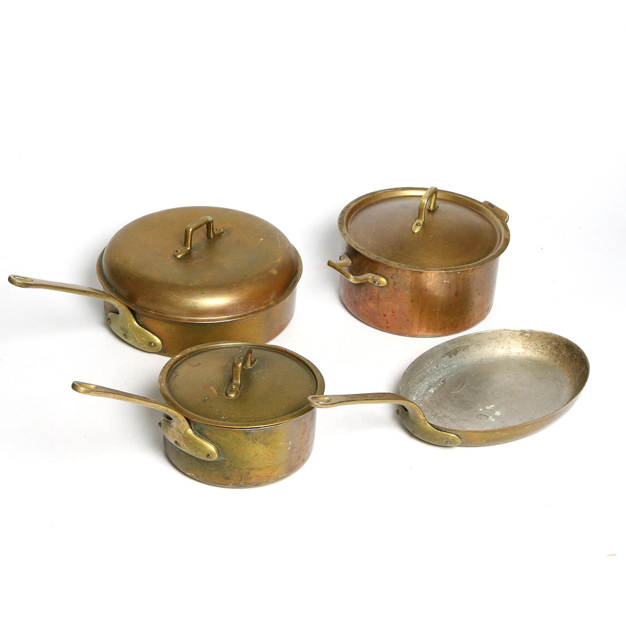 PANNOR, koppar, 4 st, Krögarhuset, 1900-tal.