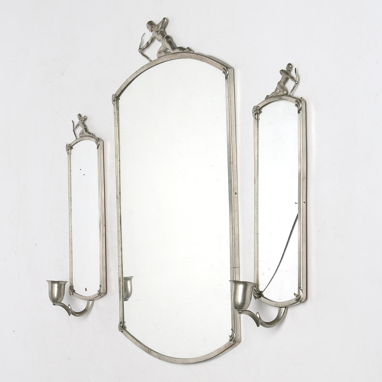 SPEGEL och SPEGELLAMPETTER, tenn, Art Deco, 1930-tal.