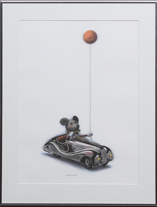 LASSE ÅBERG. "Sunday driver". Färglitografi, signerad och numrerad 128/225.