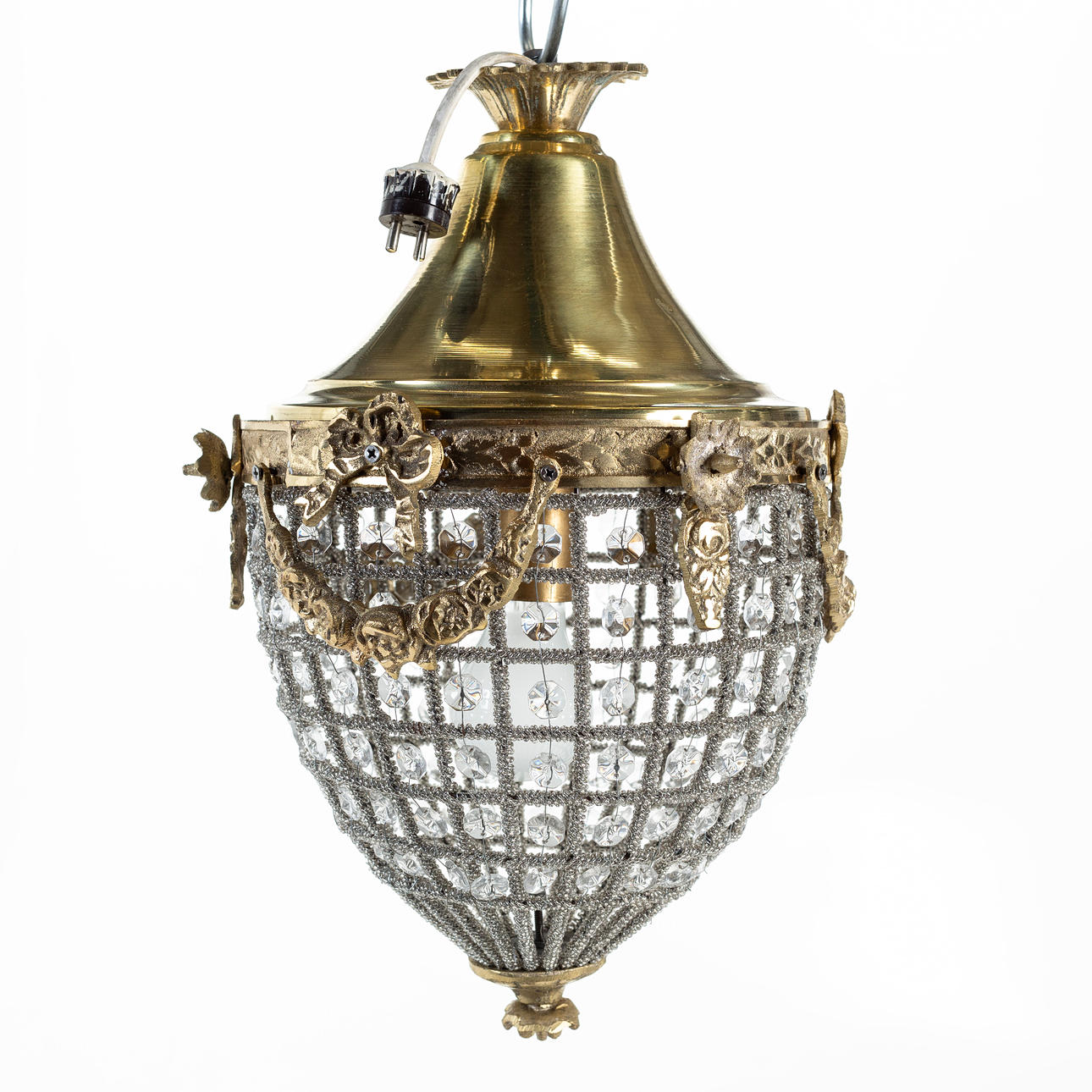 CHANDELIER, Louis XVI style, brass frame.