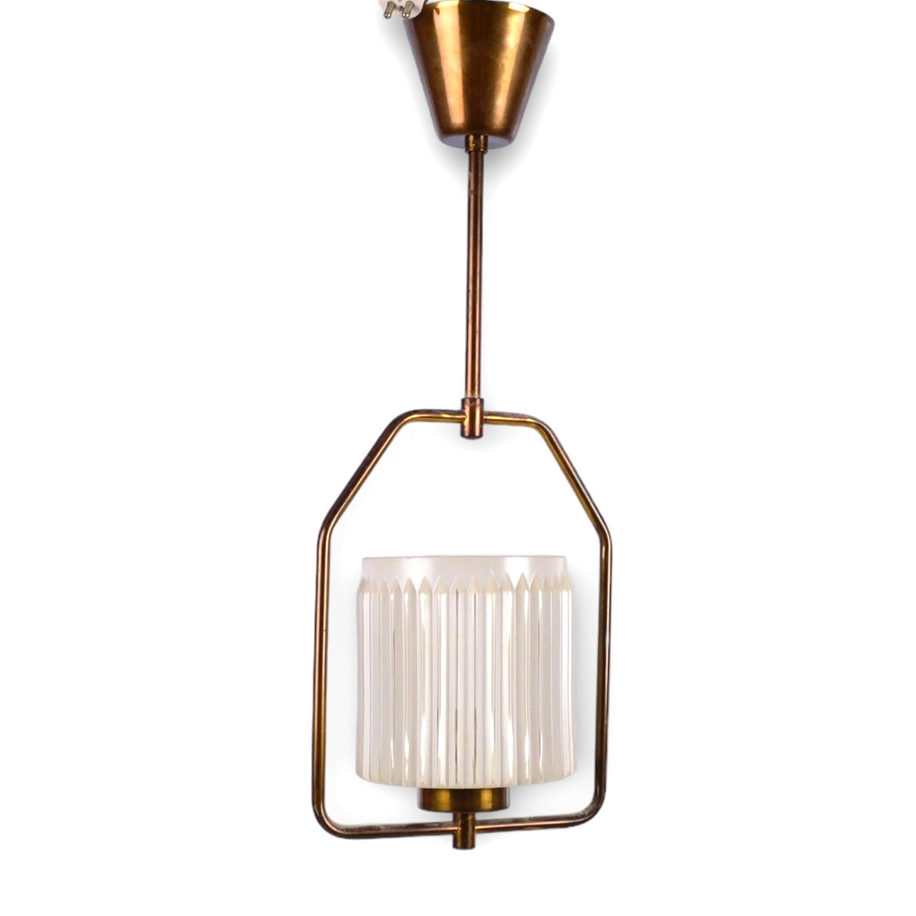 HALLLAMPA, mässing/glas, 1900-talets mitt.