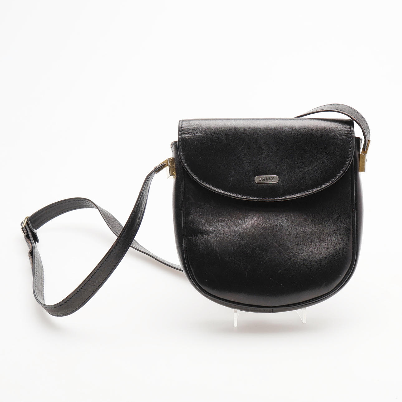 SHOULDER BAG, BALLY, BLACK LEATHER, 1980S.