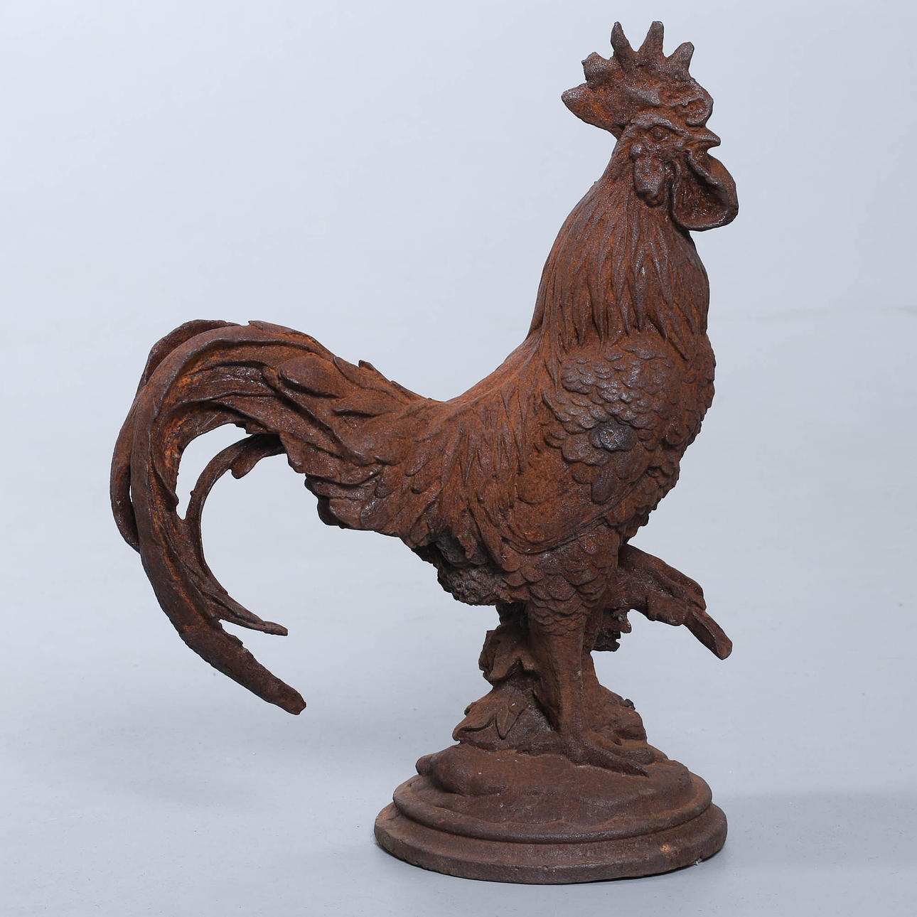 GARDEN SCULPTURE, ROOSTER, CAST IRON.