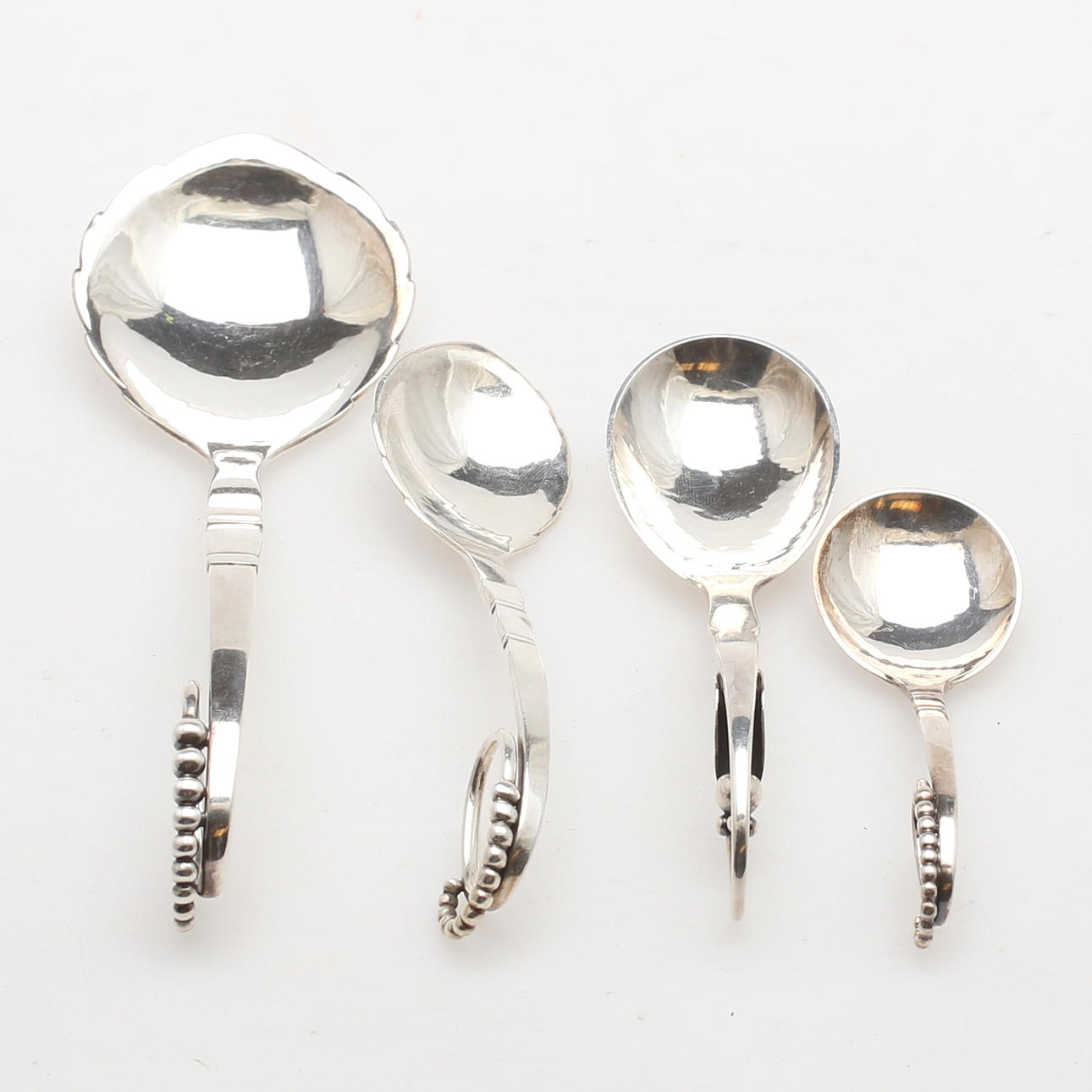 SKEDAR, 4 st, silver, Georg Jensen, Ornamental, tidigt 1900-tal, vikt 150,02 gram.