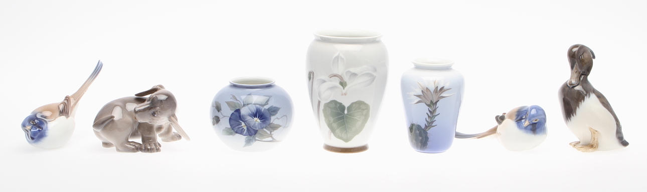 DANSKT PORSLIN, 7 delar, Kunglig Dansk samt Bing o Gröndahl.