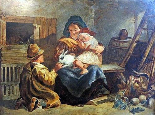 MALERIER, mor med børn.