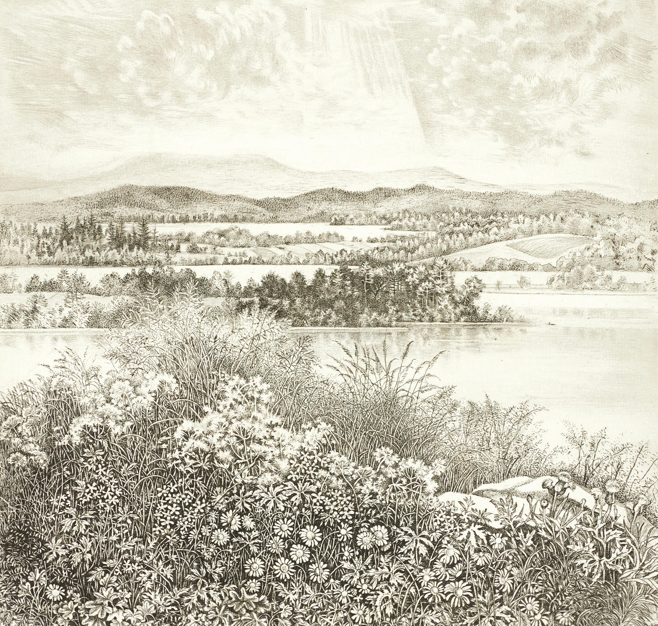 STIG BORGLIND (1892-1965), “Midsummer”, signed in pencil, dry needle.