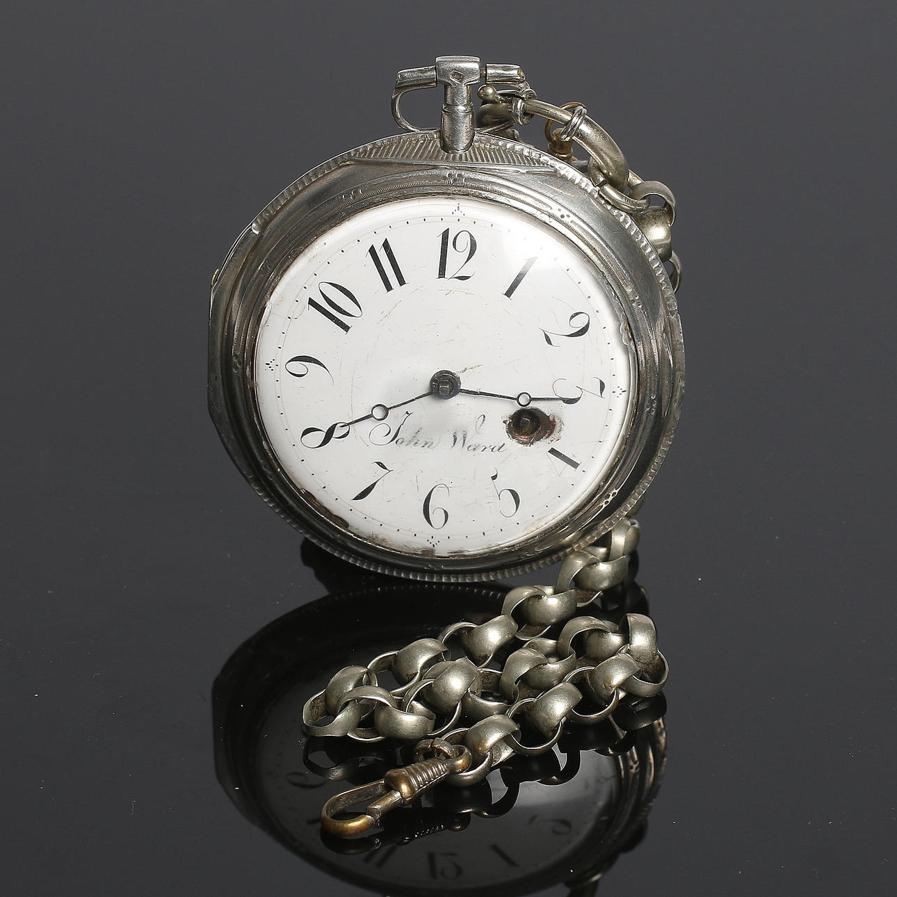 FICKUR, silver, "spindelur", "John Ward", London. 1800-tal.