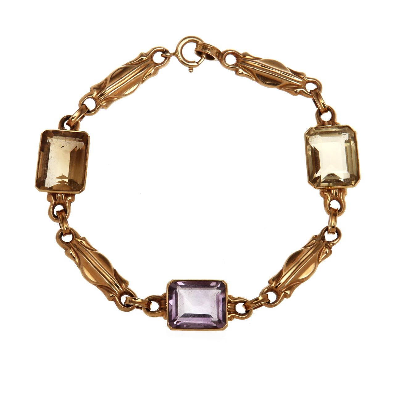 ARMSMYCKE, 18k guld med 3 stenar, vikt 14,5 gram.