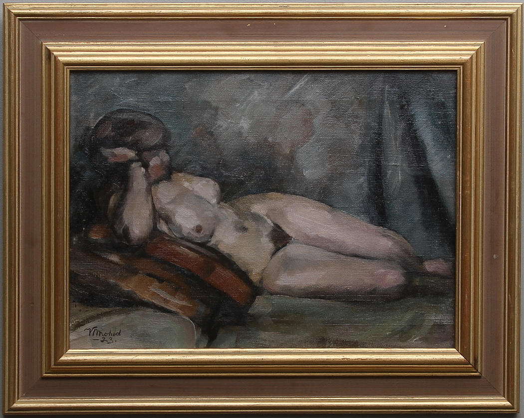VALDEMAR MOHED. Kvinnostudie. Olja på duk. Signerad.