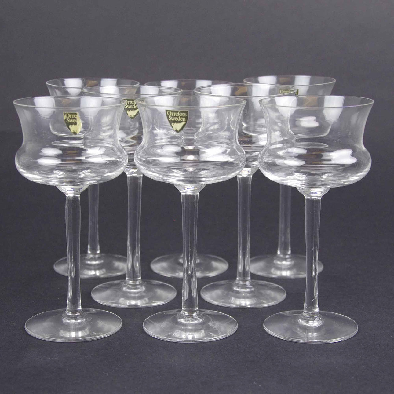 LIKÖRGLAS, 8 stycken, Olle Alberius, Orrefors.