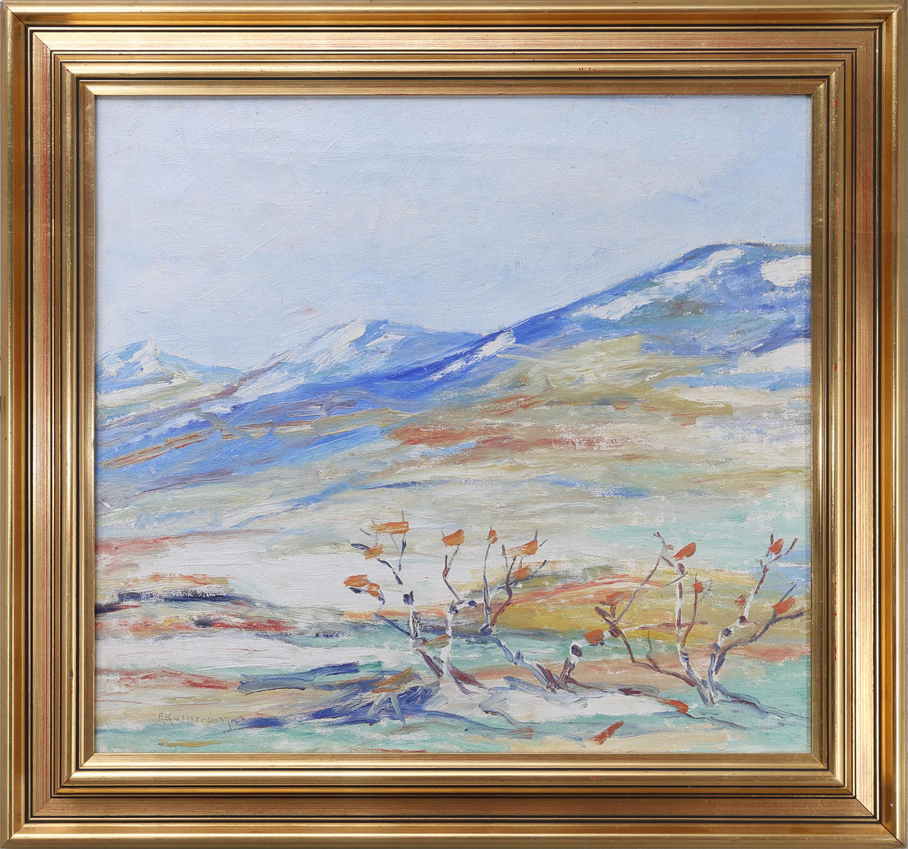ERIK KULLSTRÖM. Fjällmotiv, olja på duk, 1900-tal.
