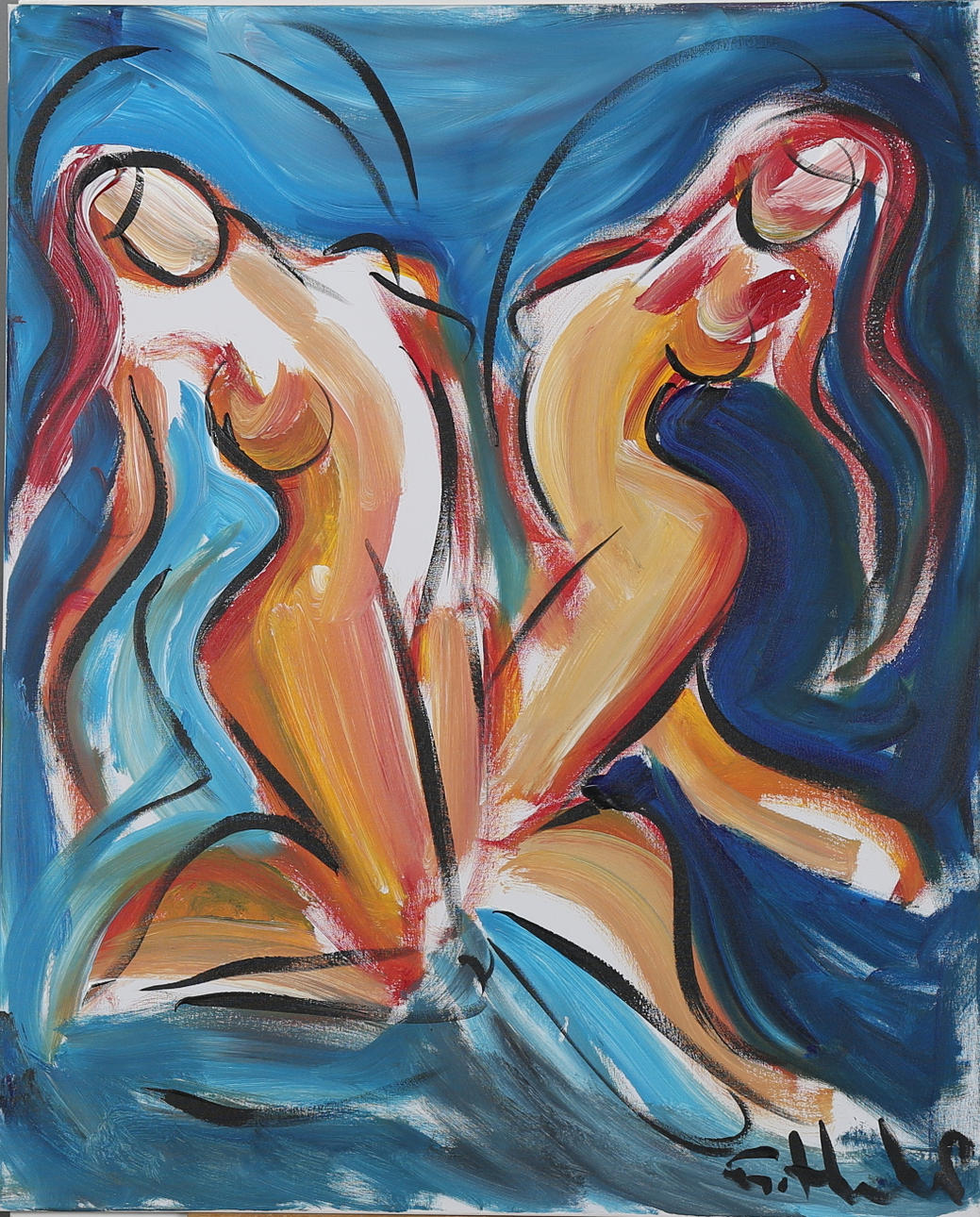 GÖRAN HAUSENKAMP. Modeller, akryl på duk, signerad G Hausekamp.