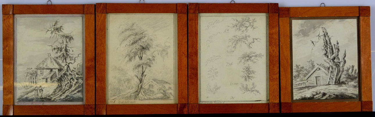 PEHR HILLERSTRÖM. Teckningar, 4 stycken, 17/1800-tal.