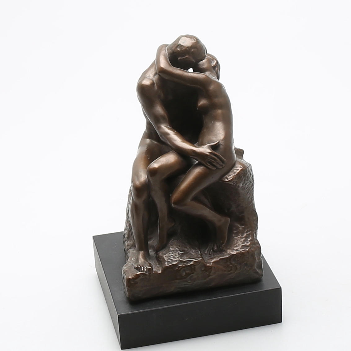 AUGUSTE RODIN. EFTER. Kyssen, brons, replika, osignerad.