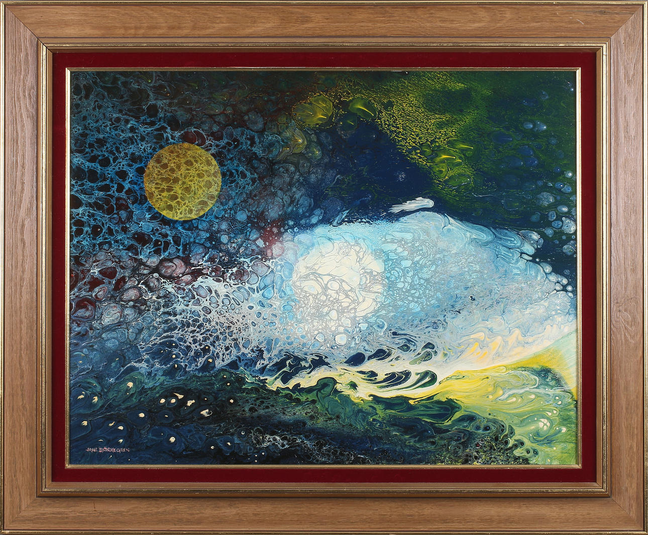 ARNE BJÖRKEGREN. Abstrakt komposition, olja på pannå, signerad.