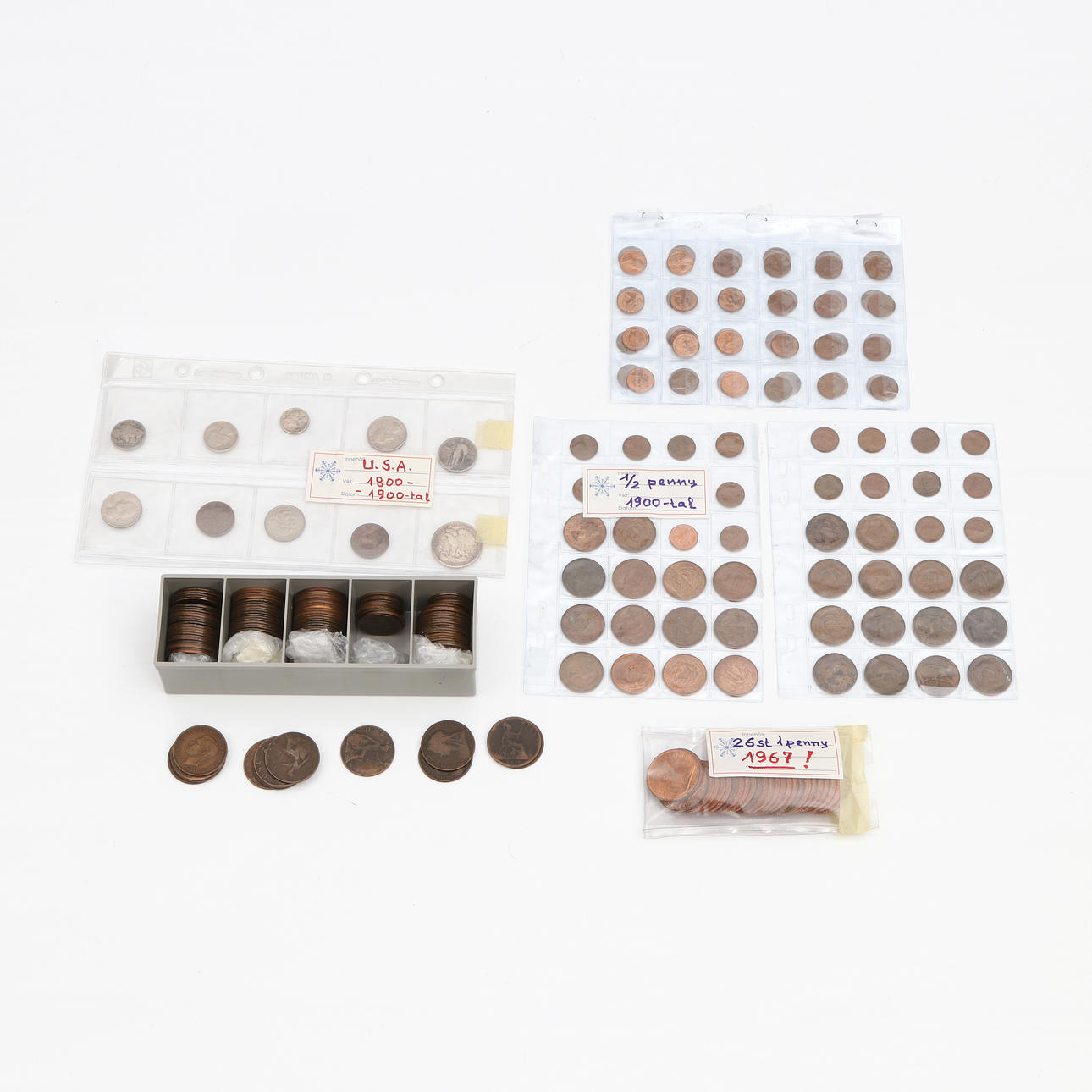 PARTI AMERIKANSKA OCH ENGELSKA MYNT.