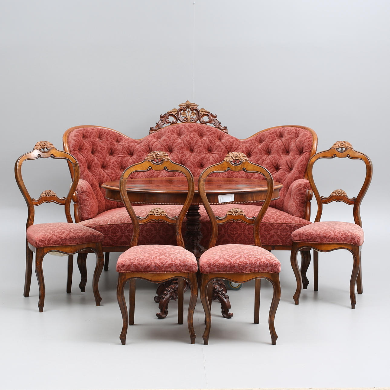 SALONGSMÖBEL, 6 delar, nyrokoko, 1800/1900-tal.