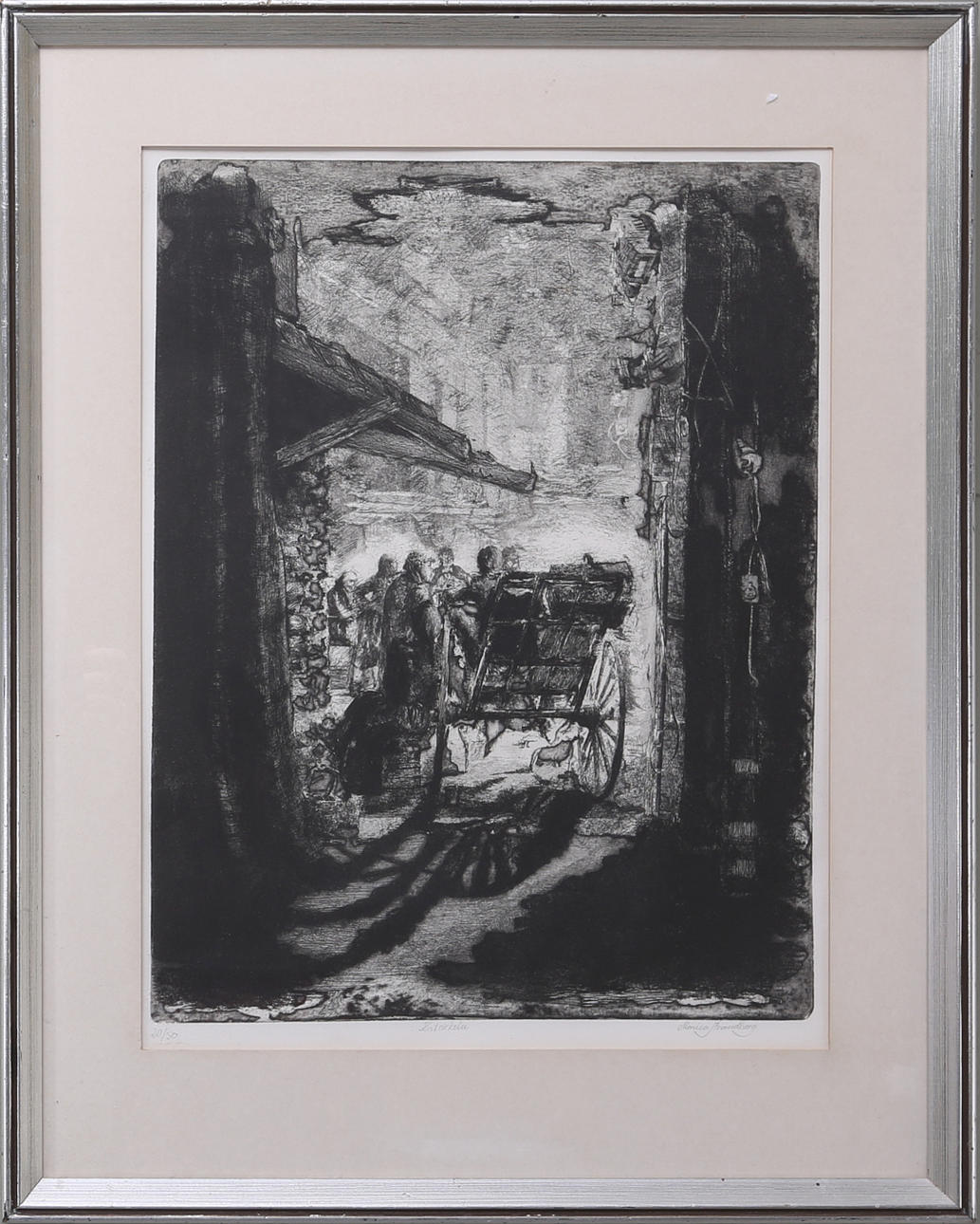 MONICA STRANDBERG. "Kritcirkeln", grafiskt blad, signerat och numrerat "Monica Strandberg, 20/30", 1900-talets senare hälft.