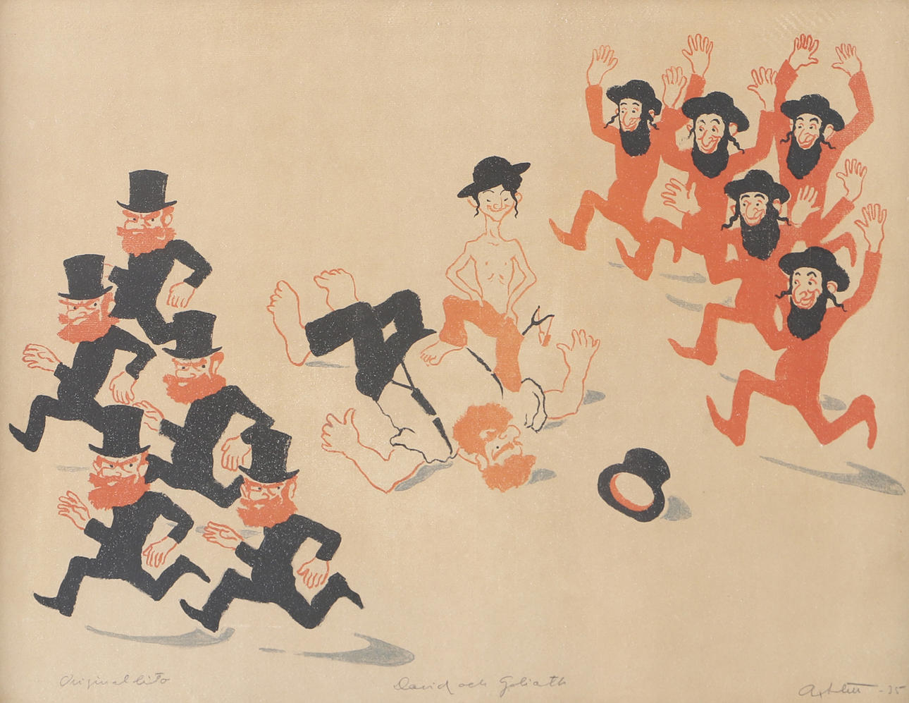 ANDERS STEN. „David und Goliath“, Lithografie, signiert A. Stein.