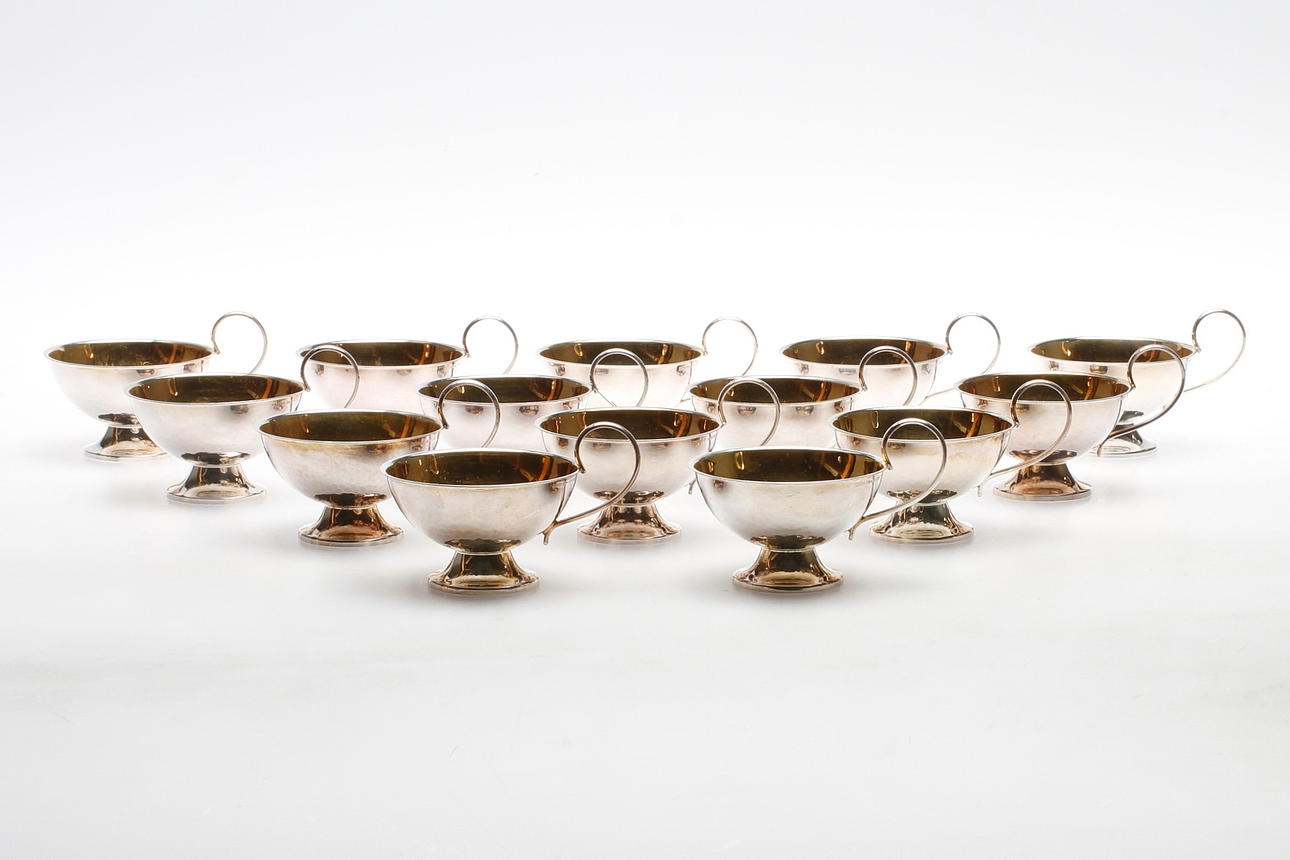 PUNSCHMUGGAR, 14 st, silver, CSON, Göteborg, vikt ca. 431 gram.