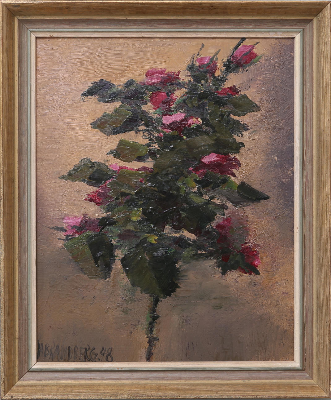 HARALD BRANDBERG. Blomsterstilleben, olja på pannå, signerad och daterad -48.