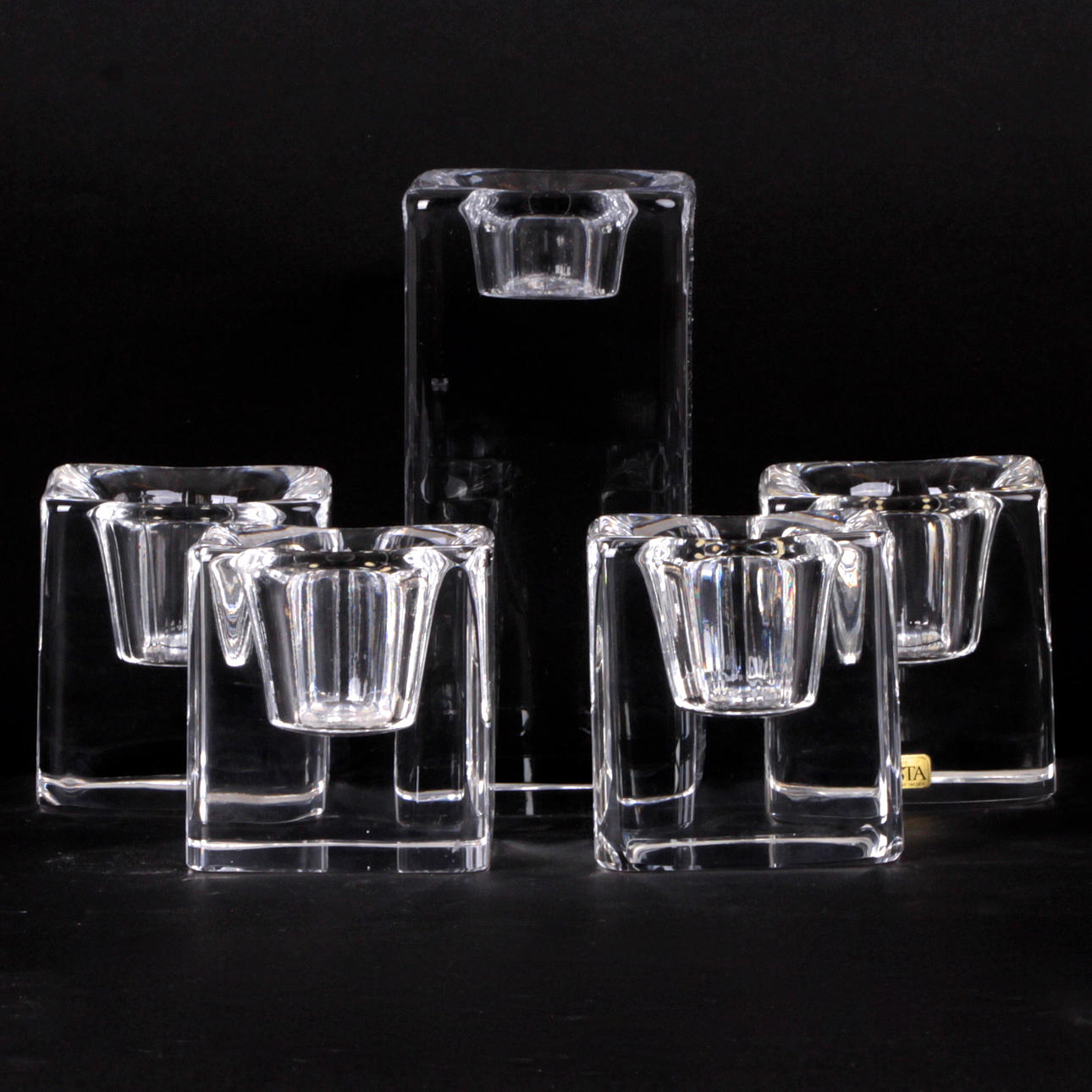 LJUSSTAKAR, 5 st. Kosta Boda, sent 1900-tal.