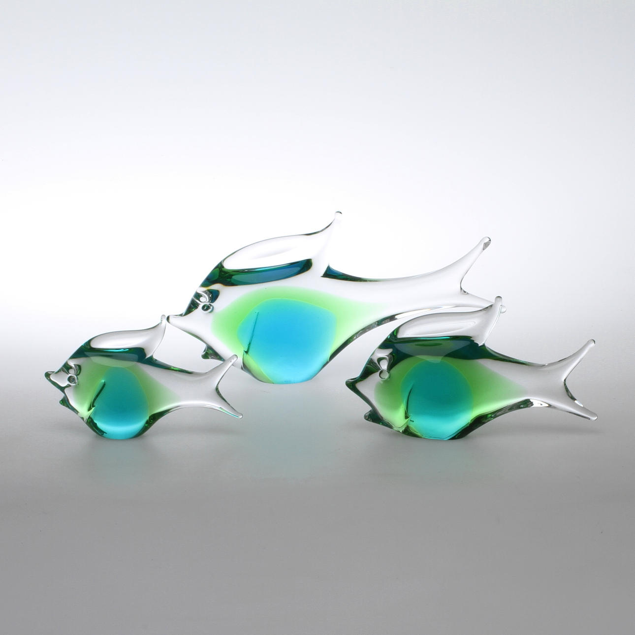 FIGURINER, 3 st, glas, fiskar, FM Ronneby.