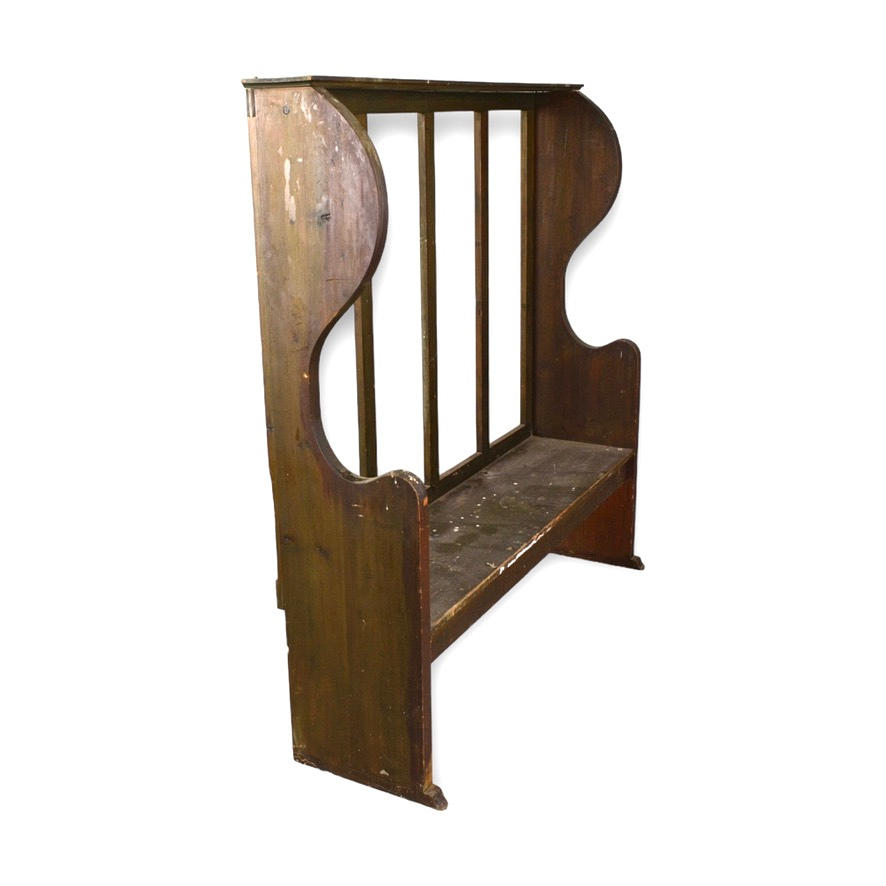 HALL BÄNK, hög rygg, trä, 18/1900-tal.