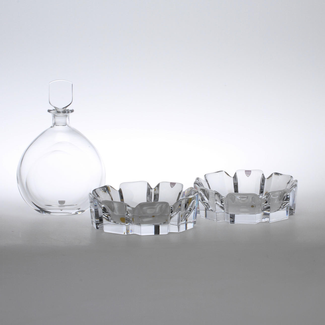 KARAFF samt SKÅLAR, 2 st, glas, Orrefors.