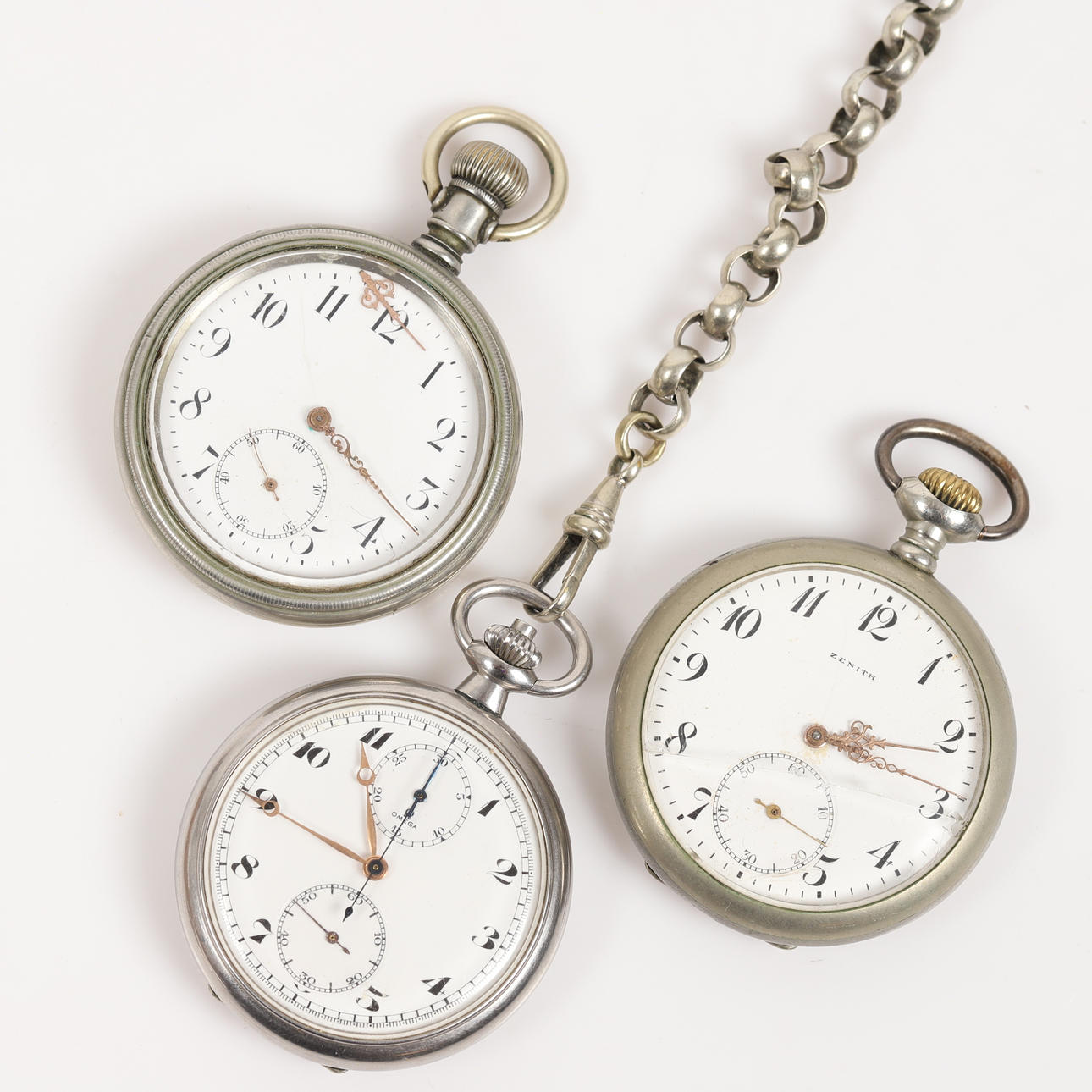 FICKUR, 3 stycken, vitmetall bl. a. Zenith.