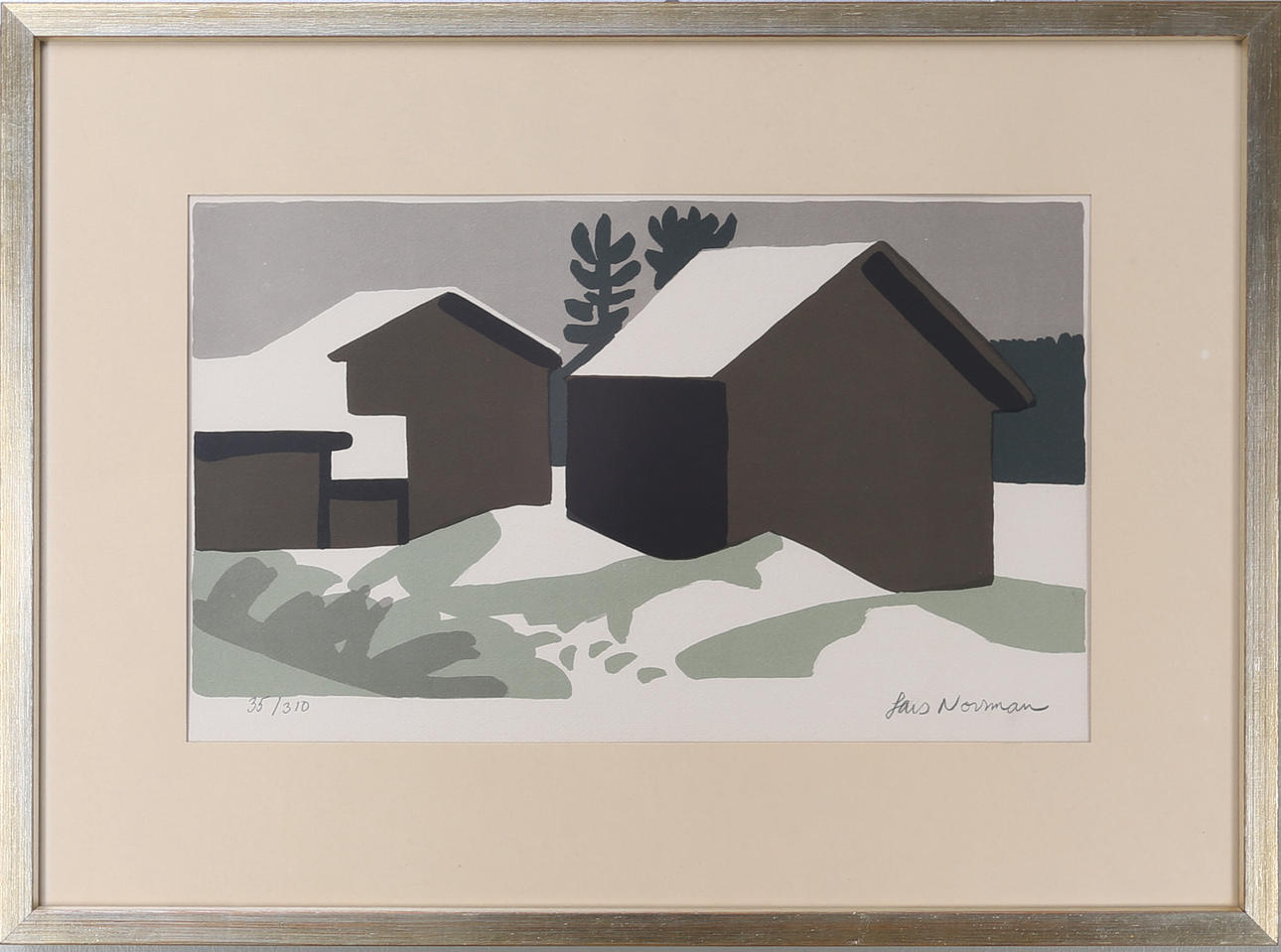 LARS NORRMAN. Vintermotiv, färglitografi, numrerad 35/310, signerad.