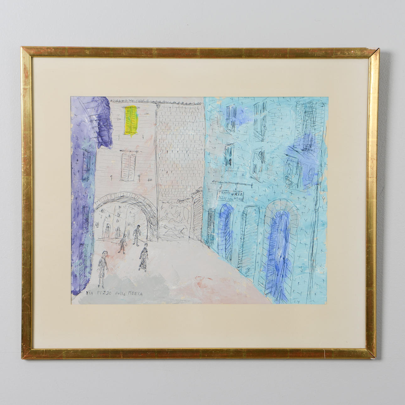 PER BERGMAN. Attributed to. “Via Pozzo della Mensa”, mixed media, without visible signature.