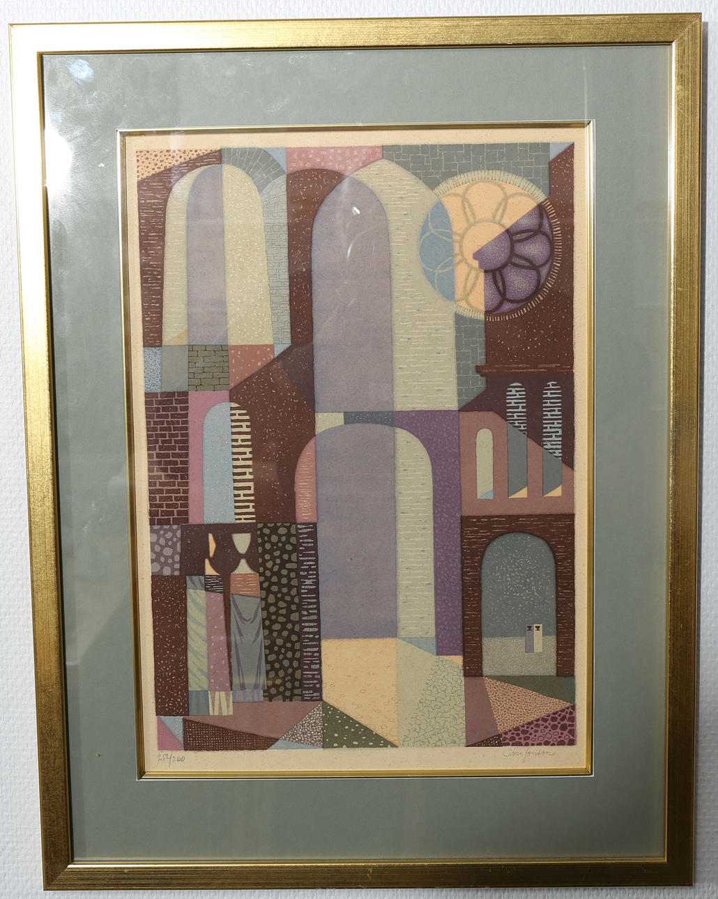 SVEN JONSON. Litografi, numrerad 252/260, Kyrkofönster, signerad, Halmstadgruppen.