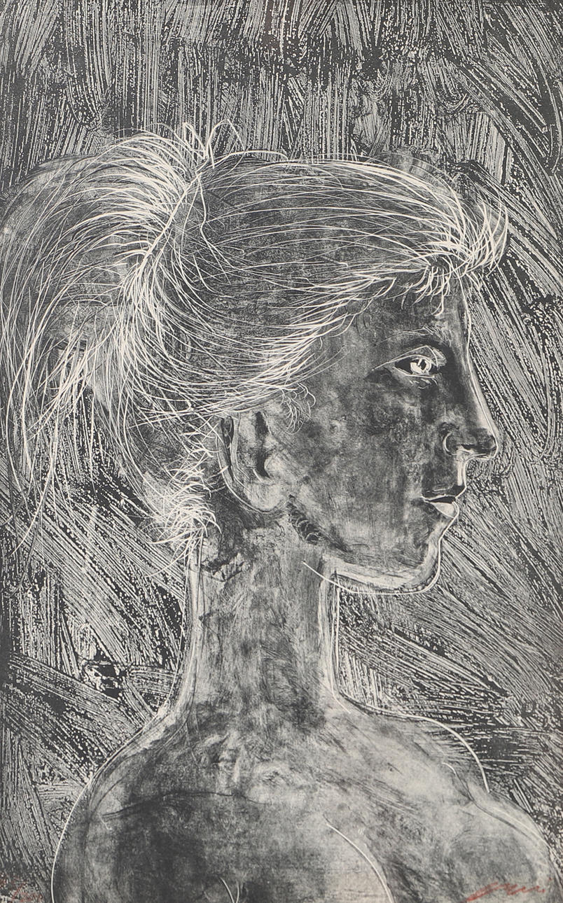 HANS ERNI. Portrait, Lithografie, signiert.