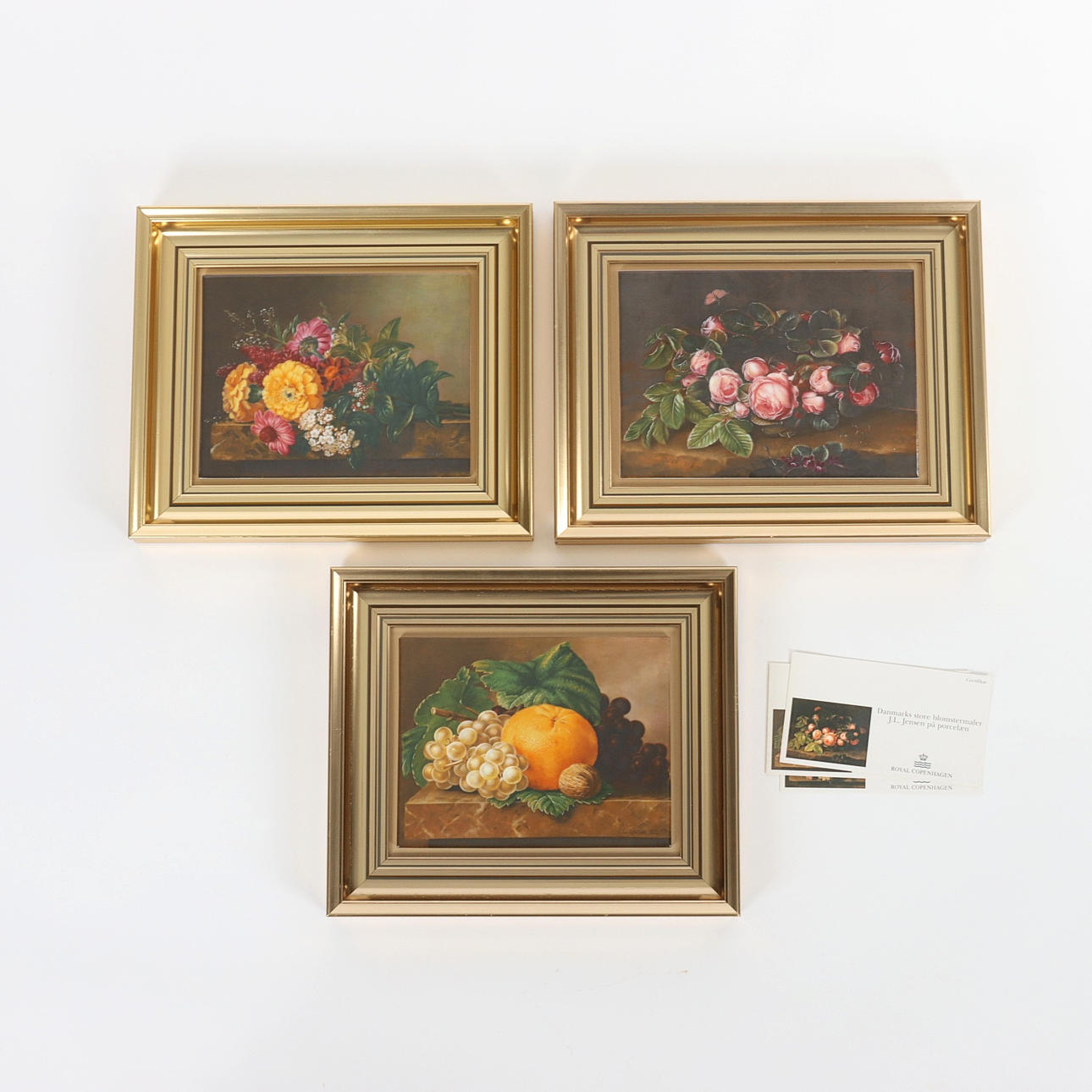 PORSLINSMÅLNINGAR, 3 st, efter J.L. Jensen, Royal Copenhagen, numrerade.