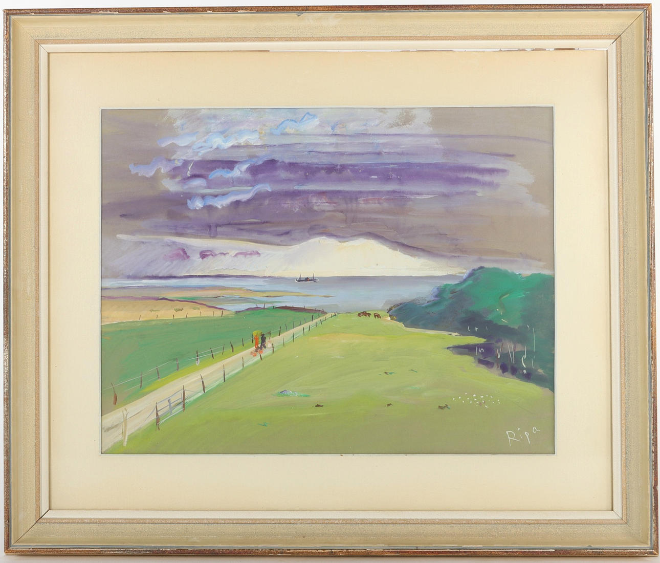 HANS RIPA. 1912—2001. Gouache, landscape, signed.