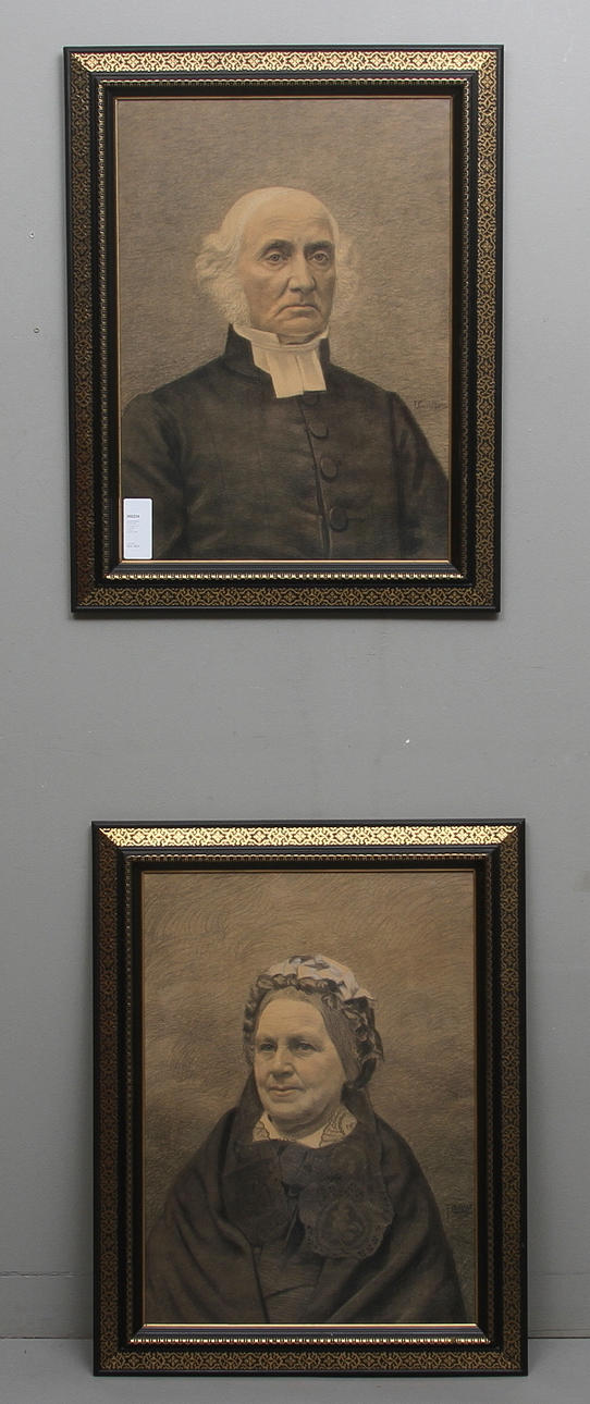 OIDENTIFIERAD KONSTNÄR. Teckningar, 2 st, signerade F Carlsson, omkring 1900.