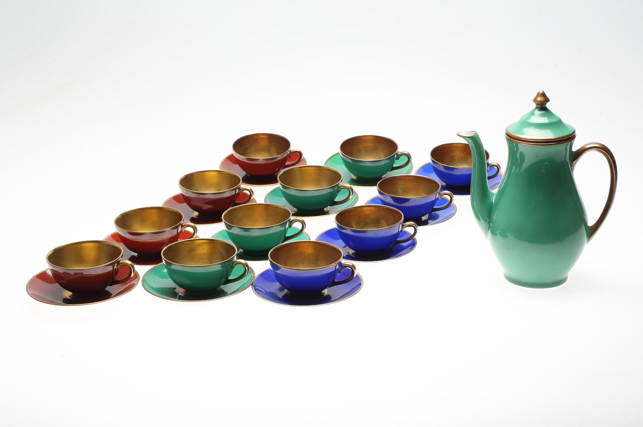 KAFFESERVIS, 13 delar, porslin, Edward Hald, Karlskrona.