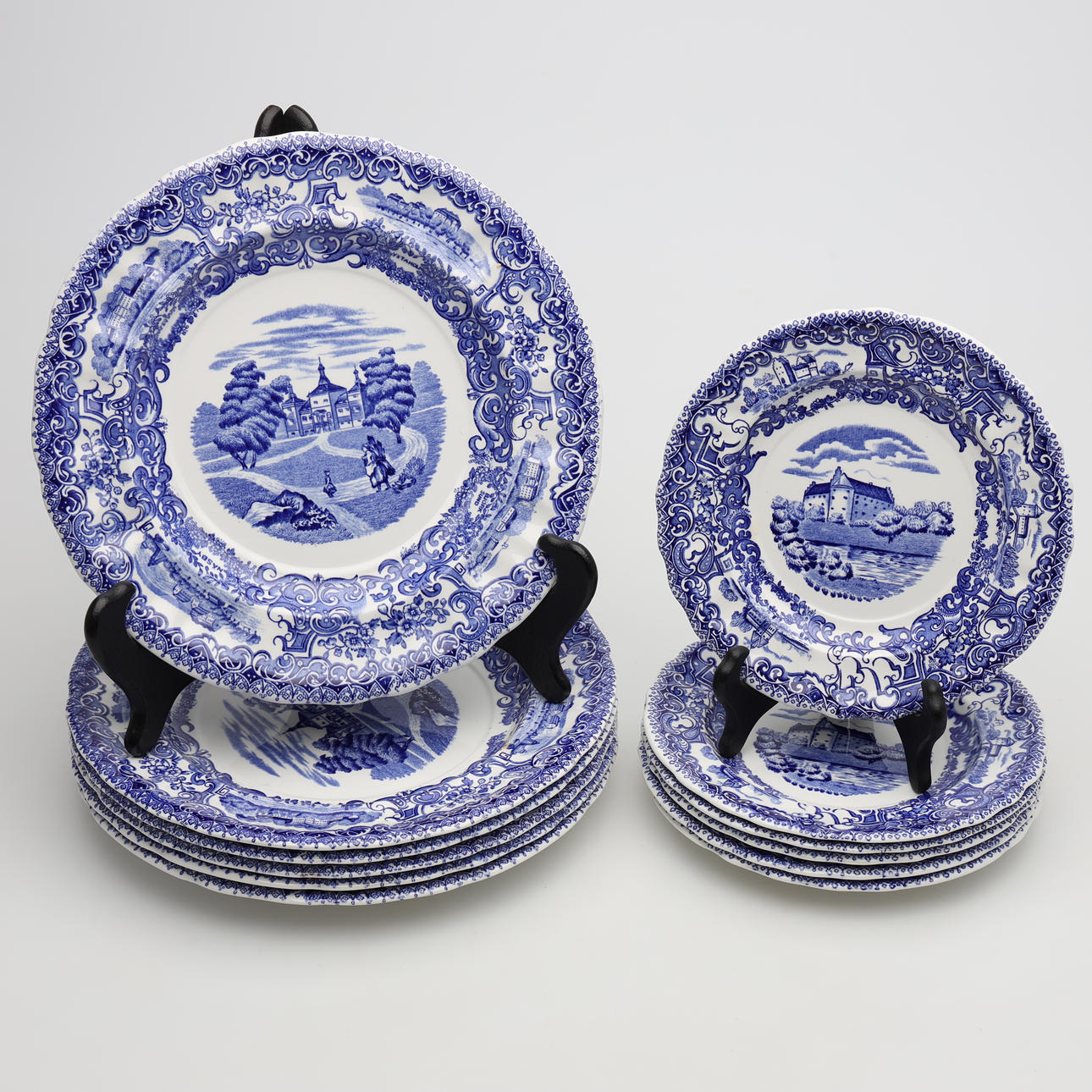 TALLRIKAR, 12 st, "Svenska slott", Rörstrand.