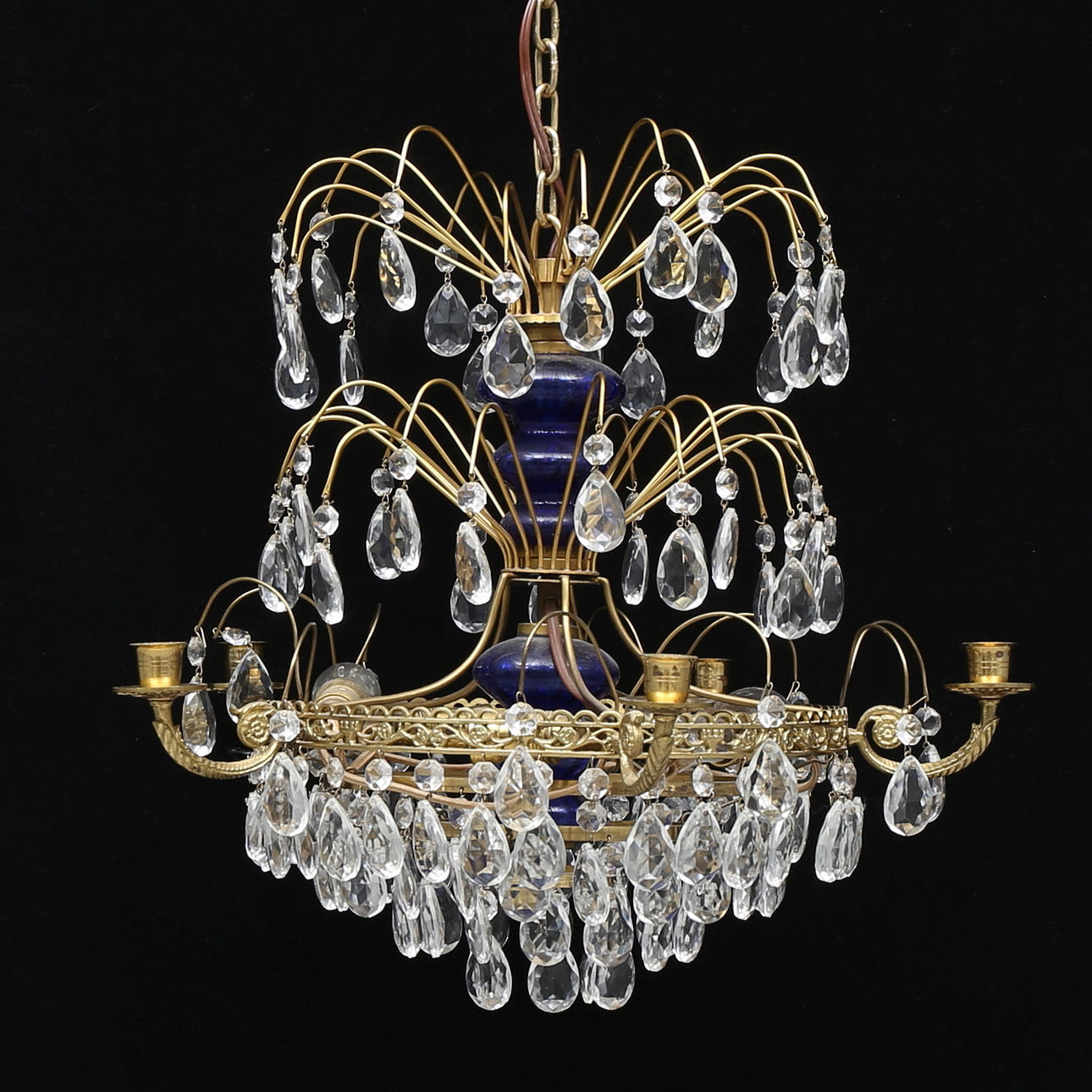 LJUSKRONA, 1900-talets mitt, höjd utan kedja 45 cm.