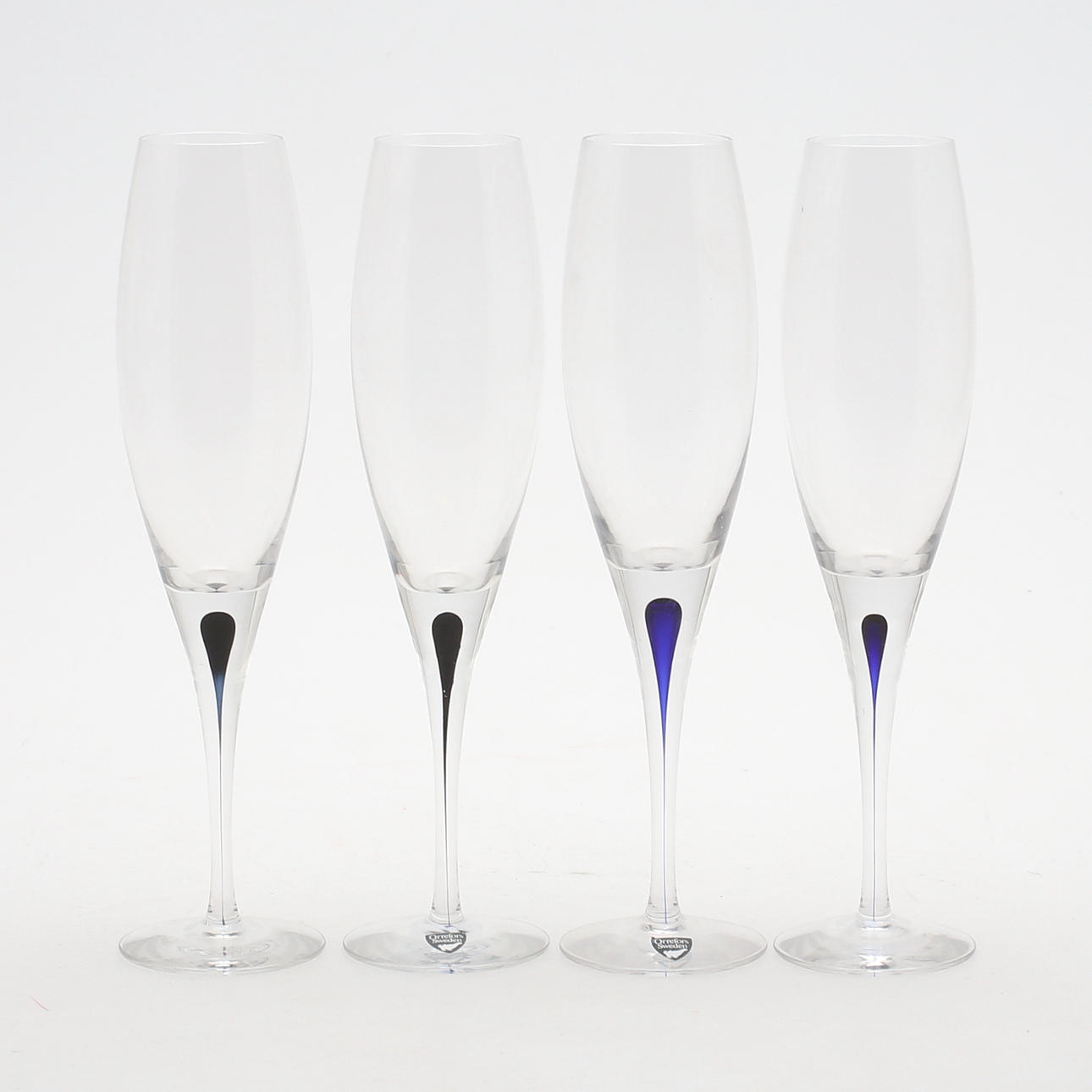 CHAMPAGNEGLAS, 4 st, "Intermezzo", Erika Lagerbielke, Orrefors, 1900-talets senare hälft.