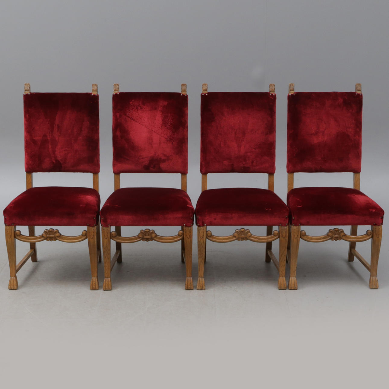 STOLAR, 4 st, ek, röd klädsel.