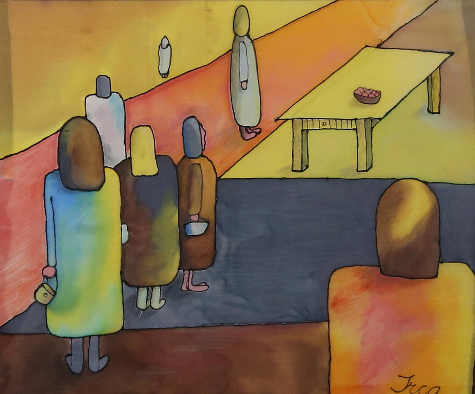 OIDENTIFIERAD KONSTNÄR. Mixed media, signed Irca.