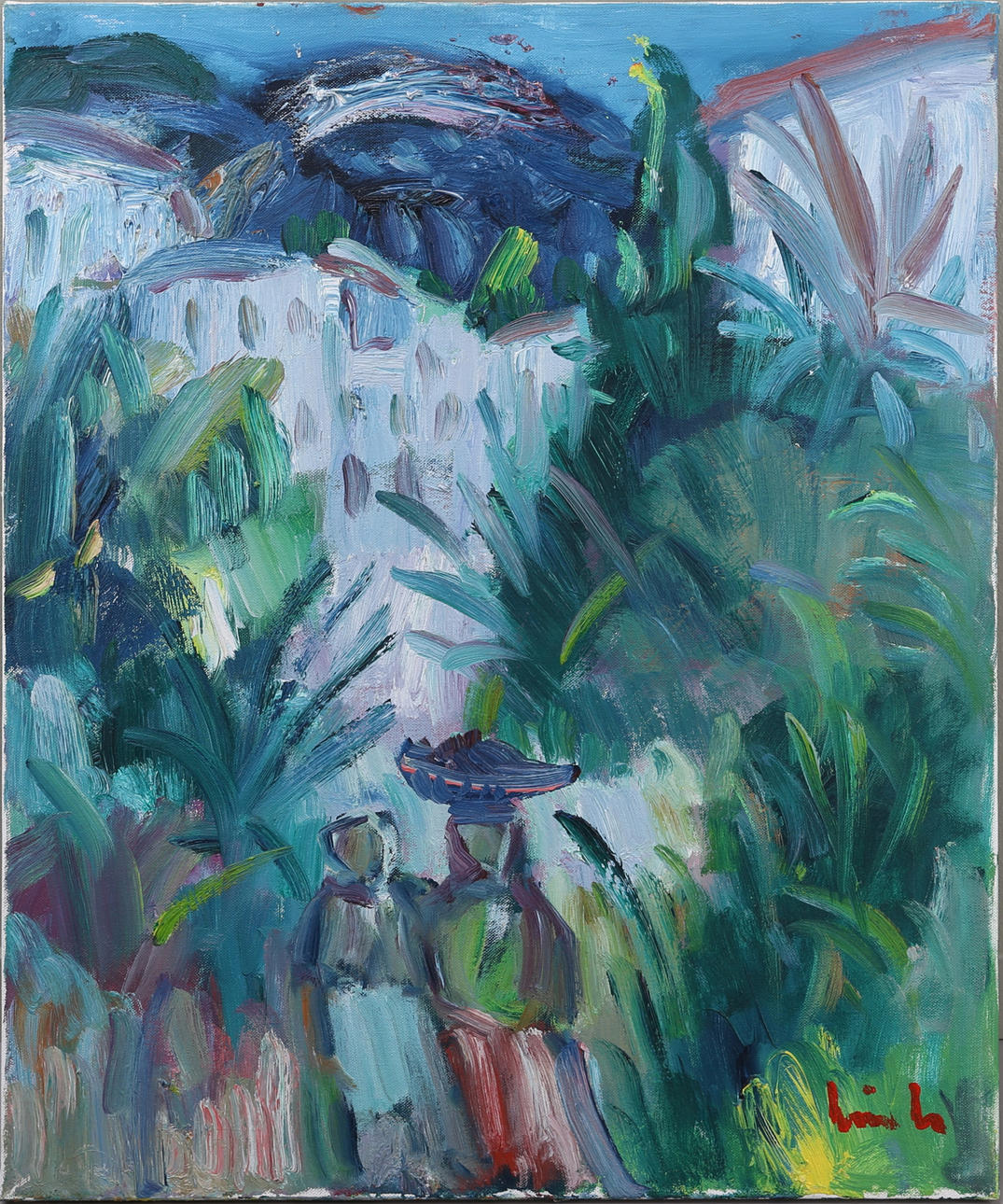 ERIK LO. Sydländskt motiv, olja på duk, signerad, 1900-talets sista fjärdedel.