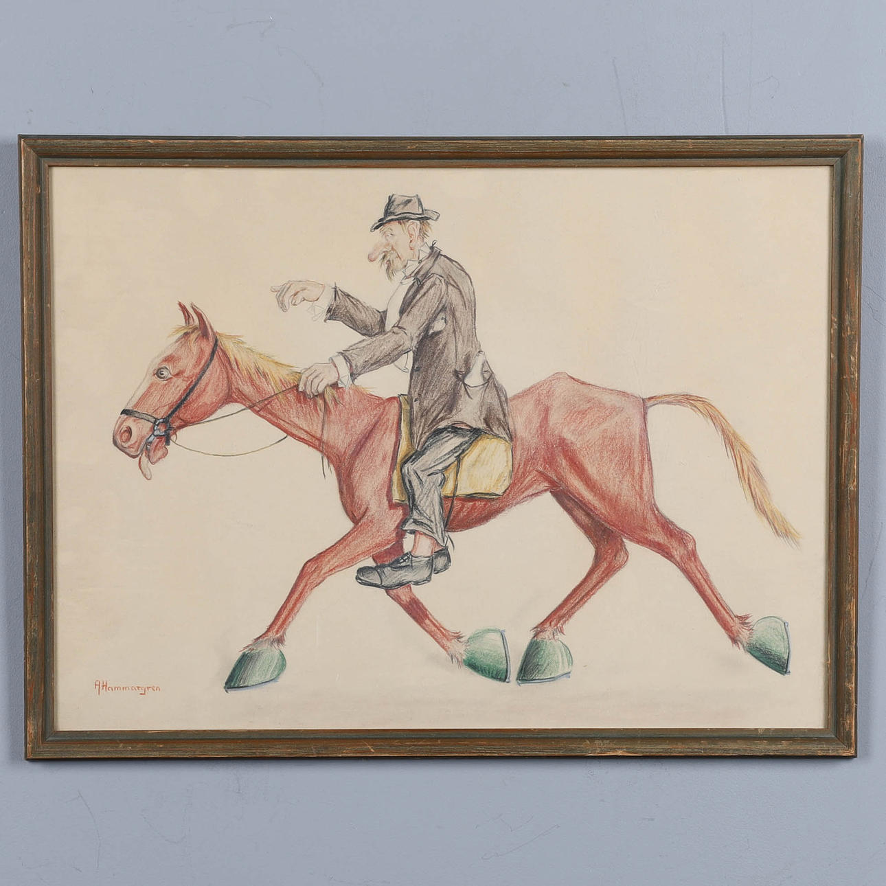 ANDERS HAMMARGREN. TECKNING. Inglasad och signerad.