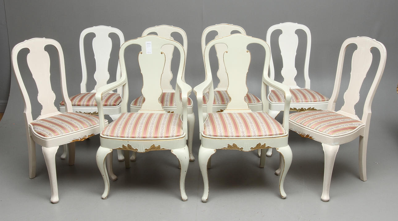 STOLAR, 6 st, KARMSTOLAR, 2 st, Rokokostil, 1900-tal.