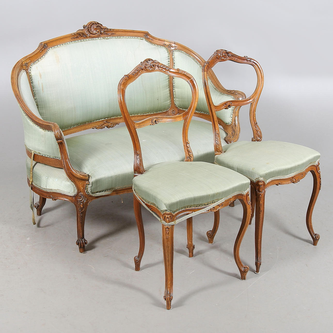 SALONGSGRUPP, 3 delar, nyrokoko, 1800-tal.