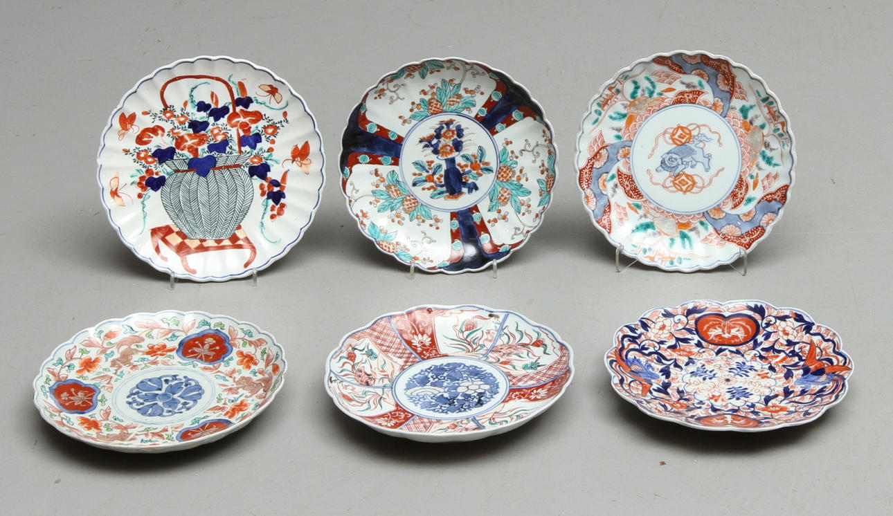 TALLRIKAR, 6 st, porslin, Imaridekor.